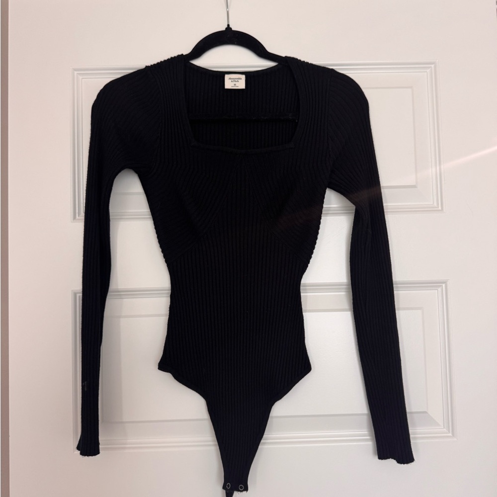 Abercrombie & Fitch Black Ribbed knit Bodysuit